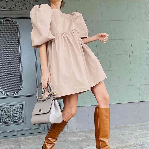 casual dresses women summer solid color cotton elegant puff sleeve loose style mini vestidos zvd9, Black;gray
casual dresses women summer solid color cotton elegant puff sleeve loose style mini vestidos zvd9, Black;gray