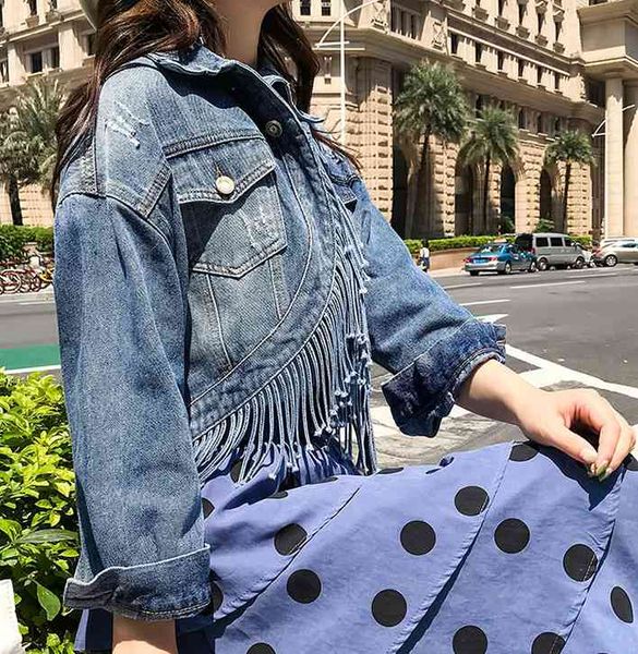 women's jackets short jacket female jeans, base coat with irregular tassels, spring and fall k1gb, Black;brown
women's jackets short jacket female jeans, base coat with irregular tassels, spring and fall k1gb, Black;brown