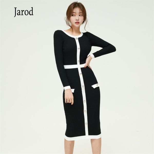 women fashion hit color single-breasted buttons knit midi dress vestidos autumn winter long sleeve knitted sweater sheath dresse 210519, Black;gray
women fashion hit color single-breasted buttons knit midi dress vestidos autumn winter long sleeve knitted sweater sheath dresse 210519, Black;gray