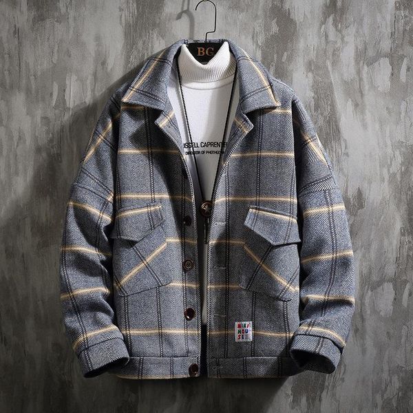 men's wool & blends fashion winter plaid jacket men coat casual slim turn down collar trench fg1b, Black
men's wool & blends fashion winter plaid jacket men coat casual slim turn down collar trench fg1b, Black