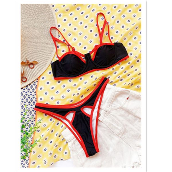 womens sling bikini swimwear fashion trend gather bras briefs split swimsuits summer female back hollow out conservative beach bikinis, White;black
womens sling bikini swimwear fashion trend gather bras briefs split swimsuits summer female back hollow out conservative beach bikinis, White;black