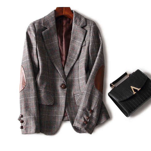 women's suits & blazers fashion autumn winter blazer women plaid wool leather patchwork one button slim coat casual jackets outerwear, White;black
women's suits & blazers fashion autumn winter blazer women plaid wool leather patchwork one button slim coat casual jackets outerwear, White;black