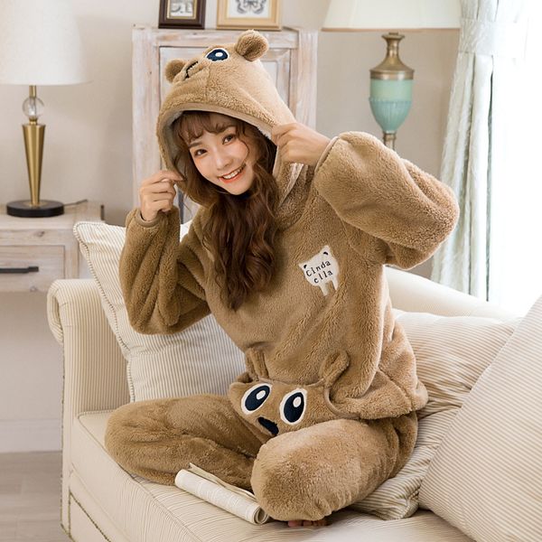 julys song cute winter flannel pajamas set womens sleepwear thick plush animal cartoon warm girl plus velvet hooded homewear, Black;red
julys song cute winter flannel pajamas set womens sleepwear thick plush animal cartoon warm girl plus velvet hooded homewear, Black;red