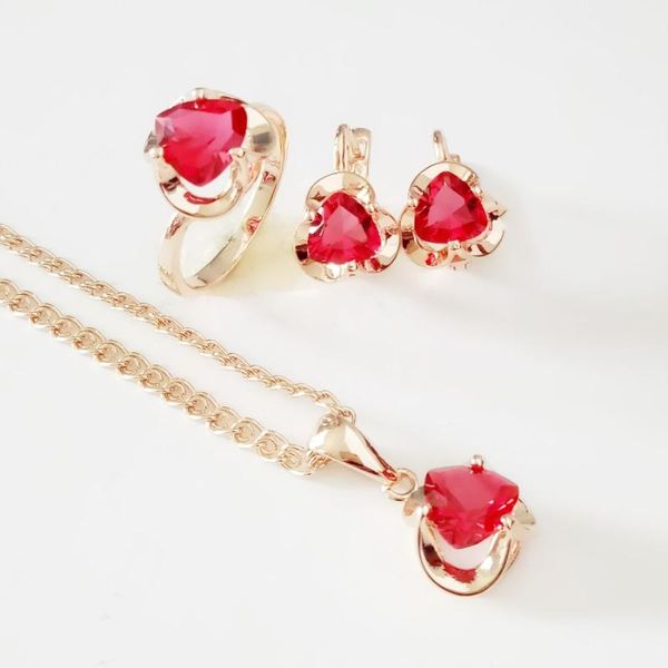 earrings & necklace engagement jewelry sets office style rose 585 gold color women red cubic zirconia necklace/ring/earring, Silver
earrings & necklace engagement jewelry sets office style rose 585 gold color women red cubic zirconia necklace/ring/earring, Silver