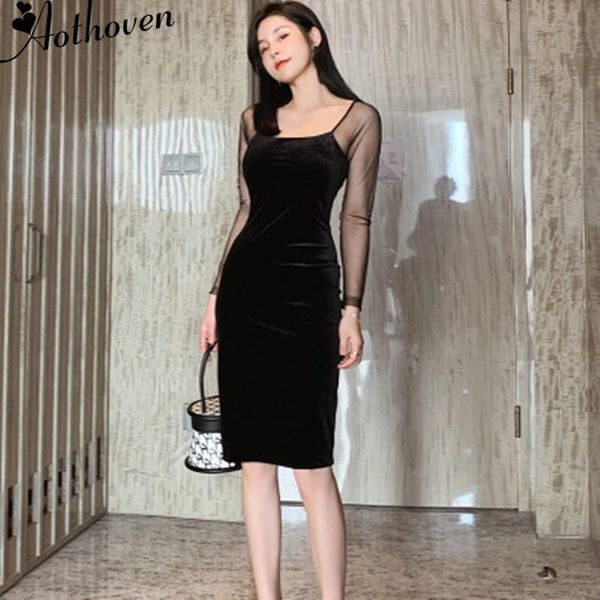 casual dresses 2021 spring bodycon mesh patchwork pencil dress women black long sleeve square collar velvet office elegant party, Black;gray
casual dresses 2021 spring bodycon mesh patchwork pencil dress women black long sleeve square collar velvet office elegant party, Black;gray