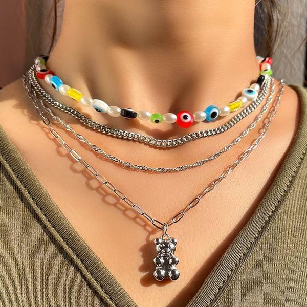 chains fashion turkish glass evil eye pearl beads choker necklace for women multilayer silver color bear charms metal necklaces jewelry
chains fashion turkish glass evil eye pearl beads choker necklace for women multilayer silver color bear charms metal necklaces jewelry