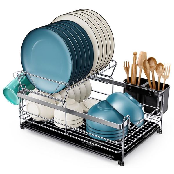 dish drying rack 304 stainless steel drainer kitchen utensils holder for counterstorage & organization 
dish drying rack 304 stainless steel drainer kitchen utensils holder for counterstorage & organization
