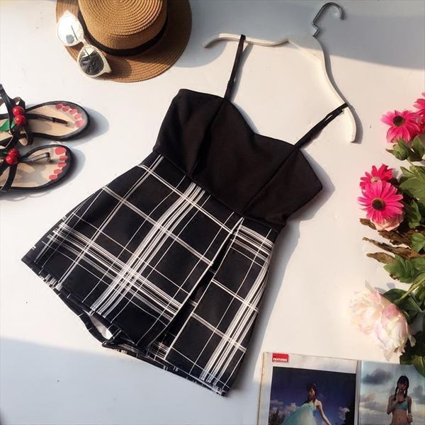 summer strap plaid skinny womens rompers camisole playsuits loose shorts skirt women casual slim beach romper overalls, Black;white
summer strap plaid skinny womens rompers camisole playsuits loose shorts skirt women casual slim beach romper overalls, Black;white