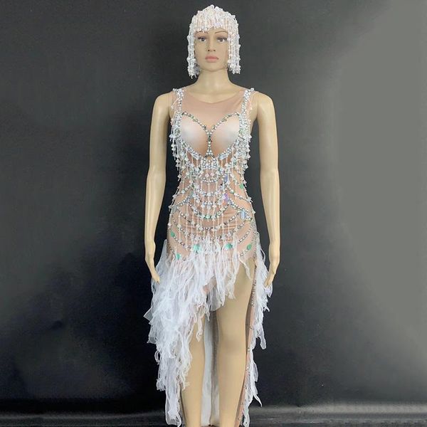 stage wear nude tassel crystal dress rhinestone long tail dresses women birthday celebrity party singer outfits dt2942, Black;red 
stage wear nude tassel crystal dress rhinestone long tail dresses women birthday celebrity party singer outfits dt2942, Black;red