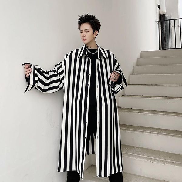 men's casual shirts spring and summer trend loose chiffon mid-length shirt 2021 thin male large size striped, White;black
men's casual shirts spring and summer trend loose chiffon mid-length shirt 2021 thin male large size striped, White;black