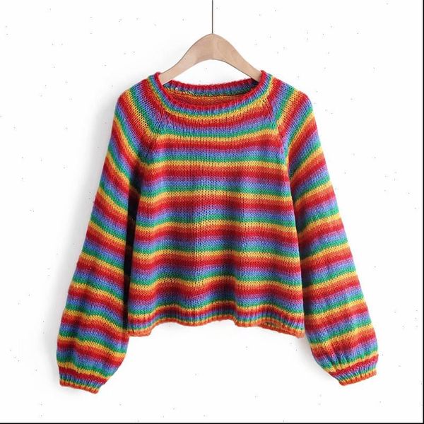 womens sweater women long sleeve colorful striped rainbow cropped jumper knitwear girl knitted pullovers sweaters crop top, White;black
womens sweater women long sleeve colorful striped rainbow cropped jumper knitwear girl knitted pullovers sweaters crop top, White;black
