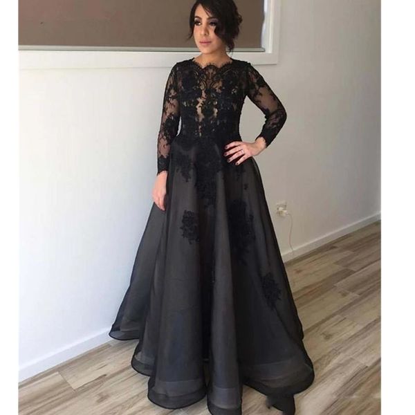 black mother of the bride prom dresses long sleeve floor length appliques women evening party gowns mother guest dress
black mother of the bride prom dresses long sleeve floor length appliques women evening party gowns mother guest dress