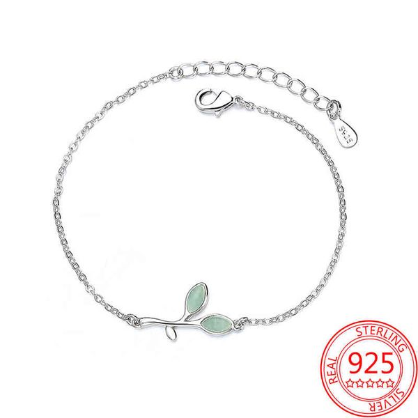 real 925 sterling silver simple style fresh green leaves chain & link bracelets for women jewelry wedding gift, Golden;silver
real 925 sterling silver simple style fresh green leaves chain & link bracelets for women jewelry wedding gift, Golden;silver