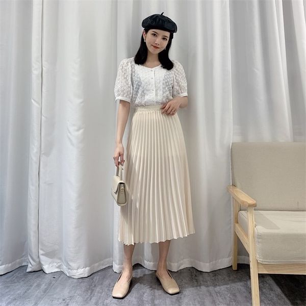 summer simple blue elastic high waist thin sweet pleated skirt loose casual women a-line long 210527, Black
summer simple blue elastic high waist thin sweet pleated skirt loose casual women a-line long 210527, Black