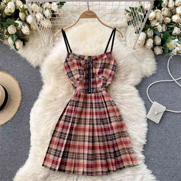 korean style women's dress fashion summer spaghetti strap zipper up square collar sleeveless slim waist short pleated 210603, Black;gray
korean style women's dress fashion summer spaghetti strap zipper up square collar sleeveless slim waist short pleated 210603, Black;gray