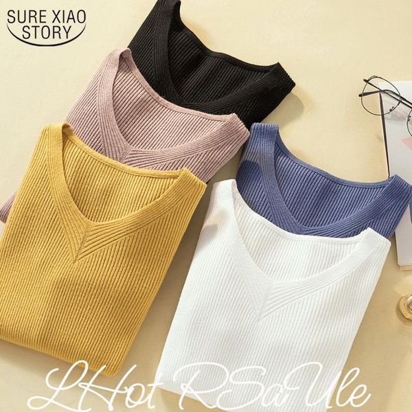 simple bottoming sweater long sleeve knitted pullover winter clothes women solid color v-neck ribbed knitwear pull femme 11785 women's, White;black 
simple bottoming sweater long sleeve knitted pullover winter clothes women solid color v-neck ribbed knitwear pull femme 11785 women's, White;black