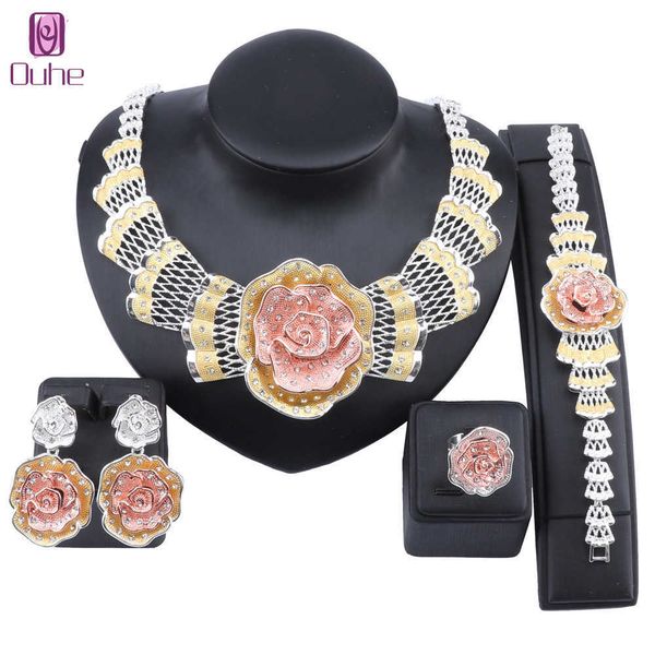 dubai gold rose flower crystal jewelry sets for women necklace bangle earring ring italian bridal sets wedding accessories h1022, Silver
dubai gold rose flower crystal jewelry sets for women necklace bangle earring ring italian bridal sets wedding accessories h1022, Silver