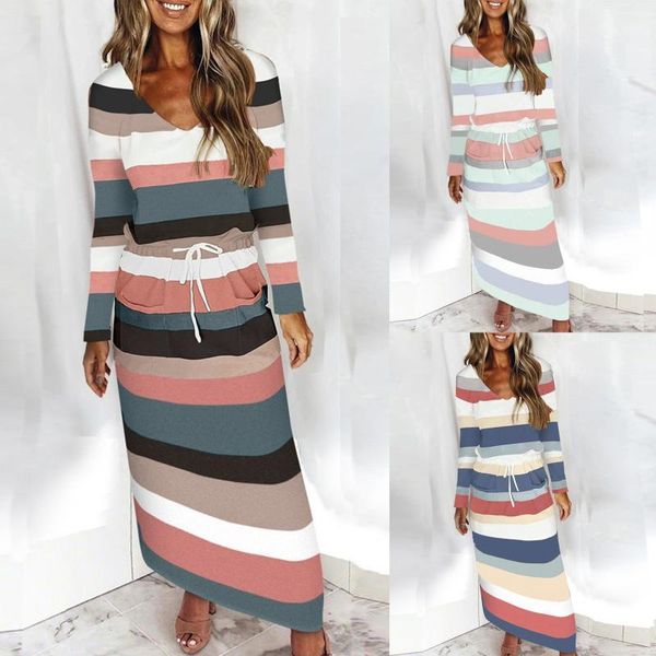 casual dresses autumn print maxi for women 2021 striped vestidos v-neck long sleeve dress with pockets roupas femininas, Black;gray
casual dresses autumn print maxi for women 2021 striped vestidos v-neck long sleeve dress with pockets roupas femininas, Black;gray