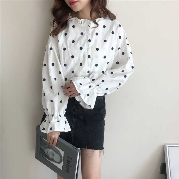 long sleeve women blouse shirt fashion women's clothing sweet stand black dot white butterfly feminine blusas 210601
long sleeve women blouse shirt fashion women's clothing sweet stand black dot white butterfly feminine blusas 210601