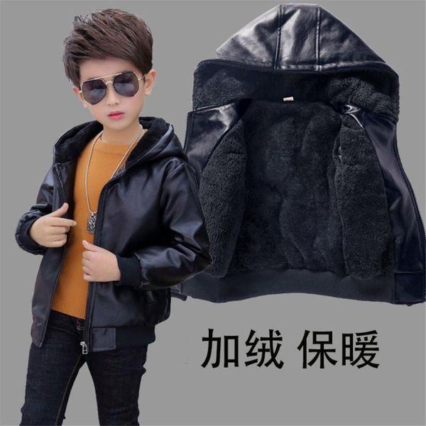 jackets 3-14y boys coat plus velet warm thick pu leather outerwears kids clothes winter jacket zipper children clothing, Blue;gray 
jackets 3-14y boys coat plus velet warm thick pu leather outerwears kids clothes winter jacket zipper children clothing, Blue;gray