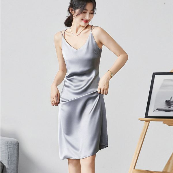 women's knits & tees spring summer soft satin woman dress vintage v neck slim sleeveless suspender solid color elegant women vesti, White
women's knits & tees spring summer soft satin woman dress vintage v neck slim sleeveless suspender solid color elegant women vesti, White