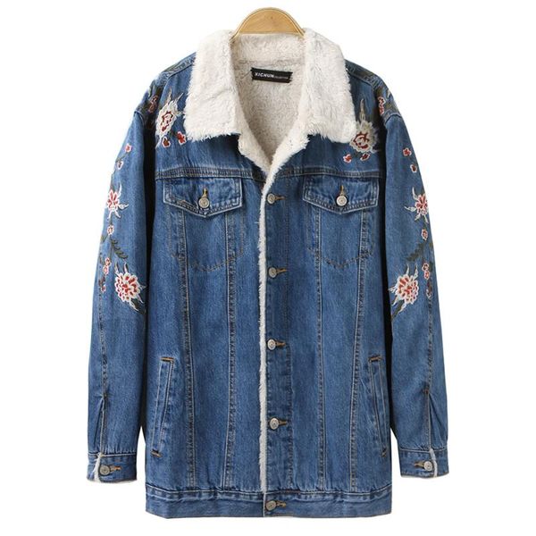 women's jackets winter embroidery flower denim jacket women autumn female warm fleece coat ladies blue jean outwear windbreaker, Black;brown
women's jackets winter embroidery flower denim jacket women autumn female warm fleece coat ladies blue jean outwear windbreaker, Black;brown