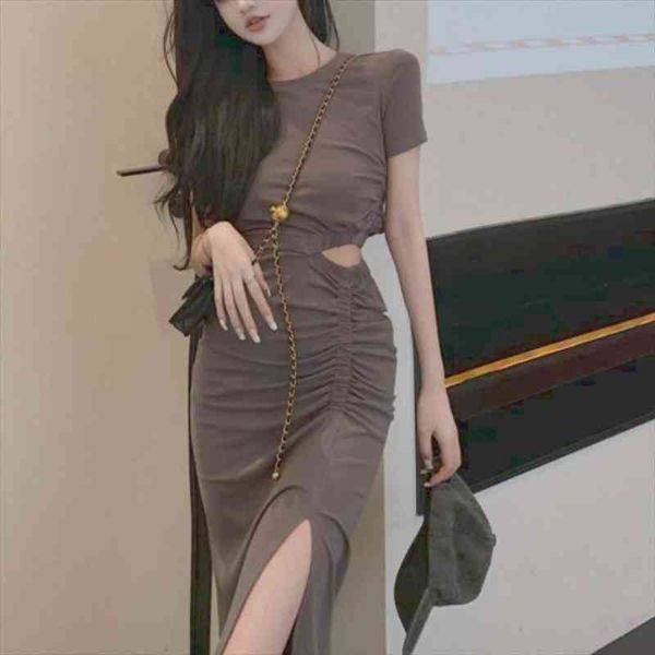 elegant party midi women dress casual vintage bodycon split fashion cut out short sleeve korean clothing, Black;gray
elegant party midi women dress casual vintage bodycon split fashion cut out short sleeve korean clothing, Black;gray
