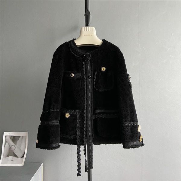 women's fur & faux real coat 100% wool women winter clothes keep warm fashion jacket 2021, Black
women's fur & faux real coat 100% wool women winter clothes keep warm fashion jacket 2021, Black