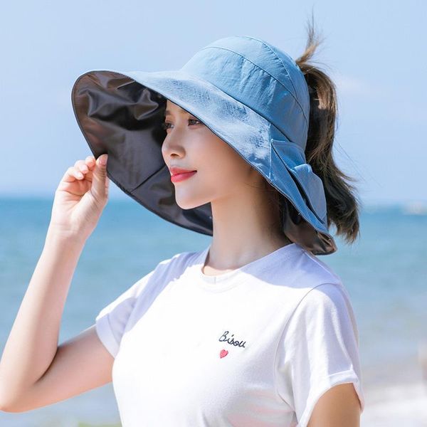 wide brim hats fashion summer large sun women sunscreen empty bowknot adjustable foldable cap outdoor beach anti-uv visor hat, Blue;gray
wide brim hats fashion summer large sun women sunscreen empty bowknot adjustable foldable cap outdoor beach anti-uv visor hat, Blue;gray