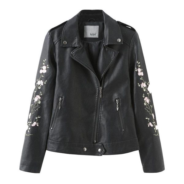 women's leather & faux 2021 spring autumn jacket women pu short coat long sleeve embroidery motorcycle outerwear girl fashion a2946, Black
women's leather & faux 2021 spring autumn jacket women pu short coat long sleeve embroidery motorcycle outerwear girl fashion a2946, Black