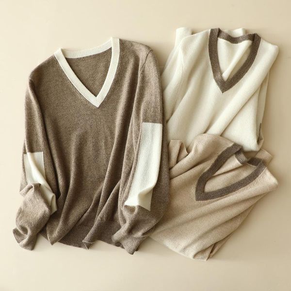 women's sweaters winter 2021 cashmere sweater 100 pure knit bottoming color matching v-neck, White;black
women's sweaters winter 2021 cashmere sweater 100 pure knit bottoming color matching v-neck, White;black