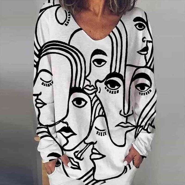 women abstract print blouse elegant autumn v-neck long sleeve pullover casual loose fashion streetwear blusa 5xl, White
women abstract print blouse elegant autumn v-neck long sleeve pullover casual loose fashion streetwear blusa 5xl, White