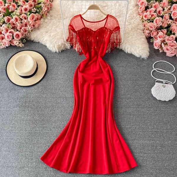 two piece dress elegant women see though mesh patchwork tassels mermaid long 2021 new design slim evening party maxi vestidos, White
two piece dress elegant women see though mesh patchwork tassels mermaid long 2021 new design slim evening party maxi vestidos, White