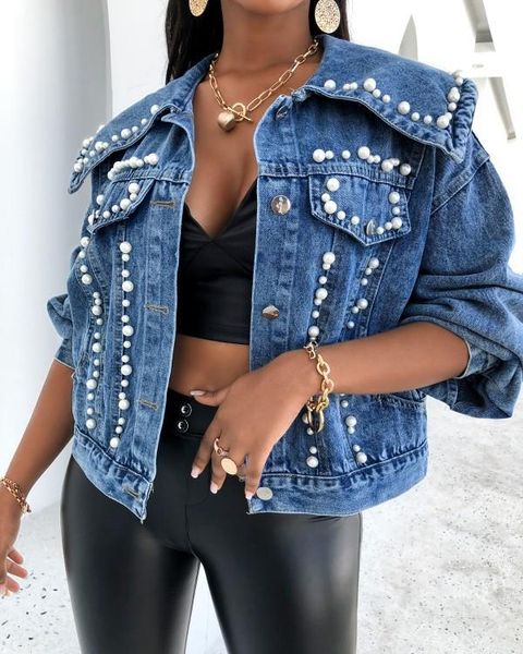 women's jackets european style woman denim coat beading female fashion spring autumn outwear women jacket, Black;brown
women's jackets european style woman denim coat beading female fashion spring autumn outwear women jacket, Black;brown