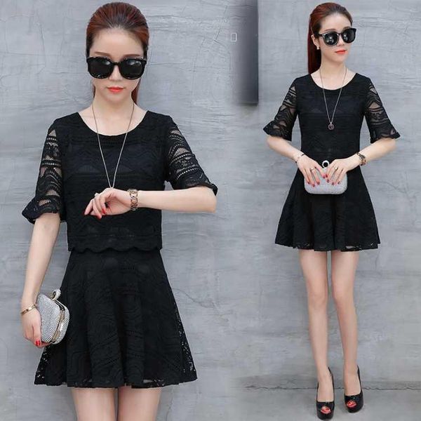 two piece dress summer korean fashion set casual brief loose women 2 skirt sets a-line flarre sleeve lace suit, White
two piece dress summer korean fashion set casual brief loose women 2 skirt sets a-line flarre sleeve lace suit, White