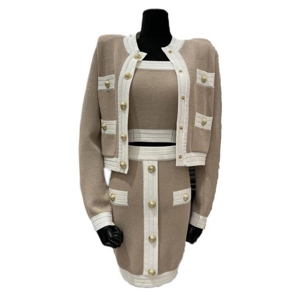 women's tracksuits autumn b gold buckle knitted suit camisole women + hip skirt fashion jacket, Gray
women's tracksuits autumn b gold buckle knitted suit camisole women + hip skirt fashion jacket, Gray