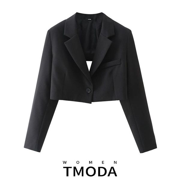 women's suits & blazers tmoda1758 2021 summer crop blazer women long sleeves cross strapped backless fashion design casual chic lady wo, White;black
women's suits & blazers tmoda1758 2021 summer crop blazer women long sleeves cross strapped backless fashion design casual chic lady wo, White;black