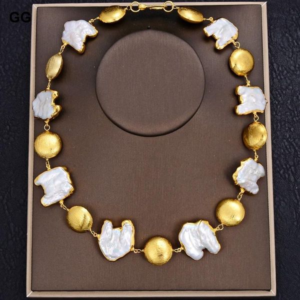 chains guaiguai jewelry 18" natural freshwater keshi pearl 24 k gold color plated necklace for women, Silver
chains guaiguai jewelry 18" natural freshwater keshi pearl 24 k gold color plated necklace for women, Silver