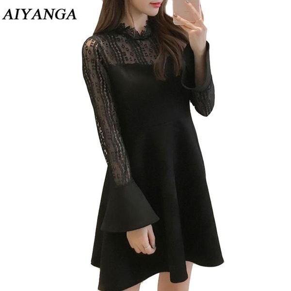casual dresses xl-5xl plus size long sleeve lace dress for women slim high waist a-line female solid color black ladies, Black;gray
casual dresses xl-5xl plus size long sleeve lace dress for women slim high waist a-line female solid color black ladies, Black;gray