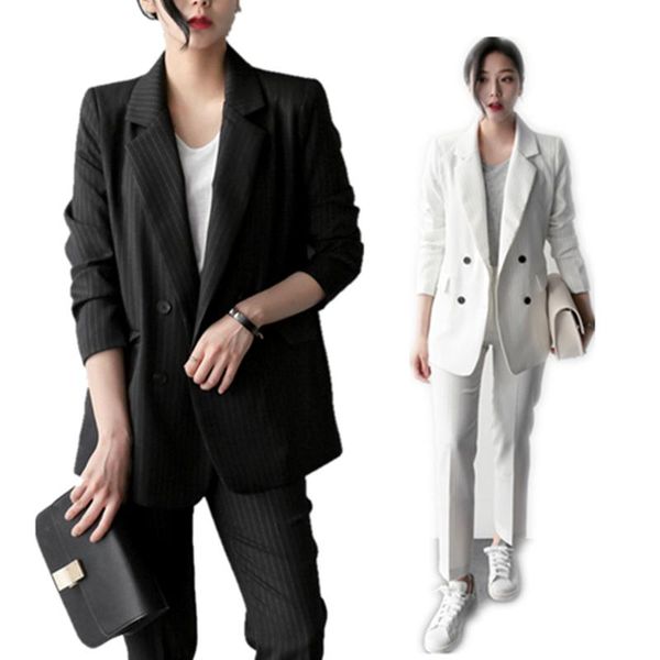 women's suits & blazers spring ol installed two piece / set of leisure occupation female all-match commuting thin vertical stripes suit, White;black
women's suits & blazers spring ol installed two piece / set of leisure occupation female all-match commuting thin vertical stripes suit, White;black