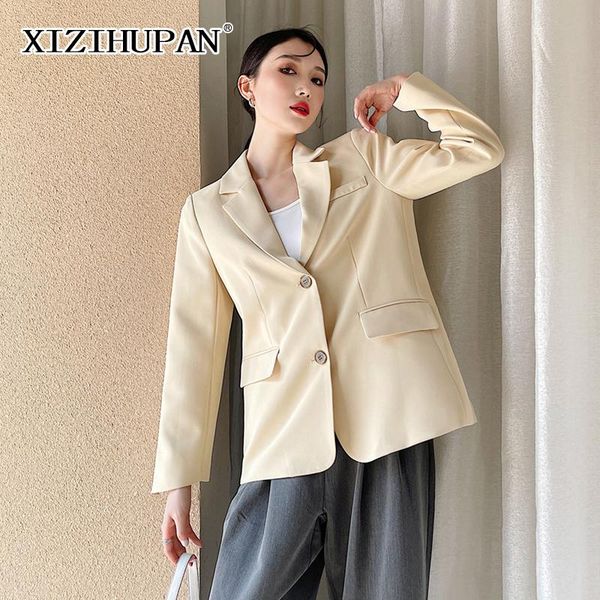 women's suits & blazers xizihupan yellow casual loose solid pockets blazer female notched long sleeve korean fashion jackets for women, White;black
women's suits & blazers xizihupan yellow casual loose solid pockets blazer female notched long sleeve korean fashion jackets for women, White;black