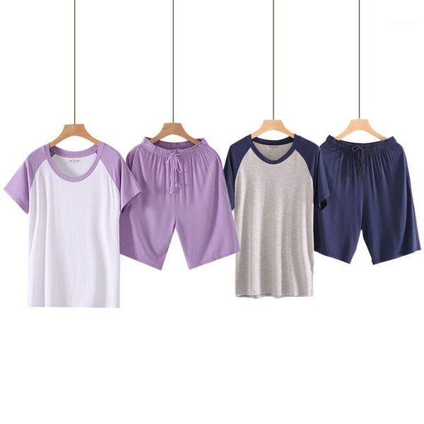 spring summer modal men and women pajama sets plus size 5-6xl short sleeve shorts casual homewear for couples 2 piece set men's sleepwe, Black;brown
spring summer modal men and women pajama sets plus size 5-6xl short sleeve shorts casual homewear for couples 2 piece set men's sleepwe, Black;brown