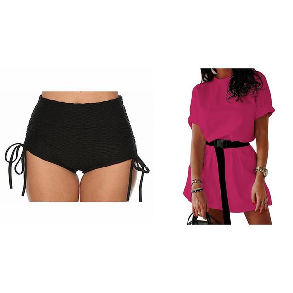 women's shorts 1 pcs ladies yoga fitness sports black m size & t-shirt dress short sleeve with belt rose red s, White;black
women's shorts 1 pcs ladies yoga fitness sports black m size & t-shirt dress short sleeve with belt rose red s, White;black