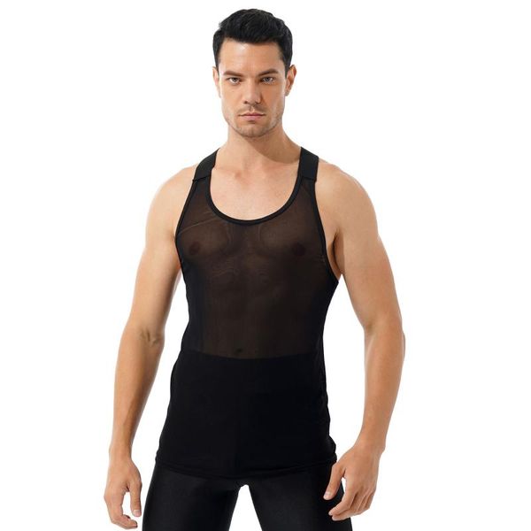 men' tank black vest men see-through mesh sleeveless t-shirt gym fitness sport bodybuilding elastic wide shoulder straps, White;black
men' tank black vest men see-through mesh sleeveless t-shirt gym fitness sport bodybuilding elastic wide shoulder straps, White;black