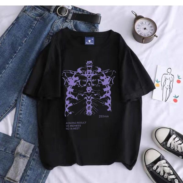 women's t-shirt 2021 summer loose tshirt sleeved street t shirt oversized womens increased printing retro clothes punk, White
women's t-shirt 2021 summer loose tshirt sleeved street t shirt oversized womens increased printing retro clothes punk, White