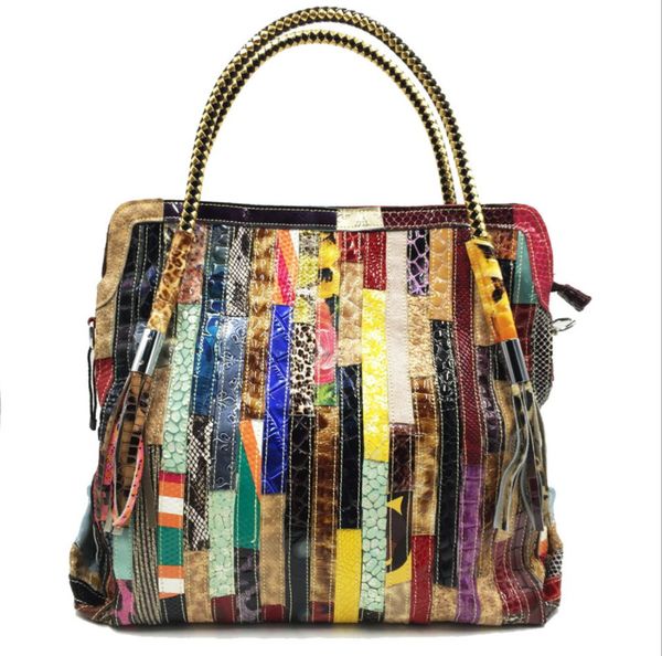 genuine leather cowhide snake pattern colorful stripes spell characteristic shoulder diagonal portable casual female bag
genuine leather cowhide snake pattern colorful stripes spell characteristic shoulder diagonal portable casual female bag