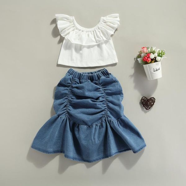 clothing sets summer kids girl two piece set fashion solid color boat neck ruffle t-shirt and pleated mid-length fishtail skirt outfits, White
clothing sets summer kids girl two piece set fashion solid color boat neck ruffle t-shirt and pleated mid-length fishtail skirt outfits, White