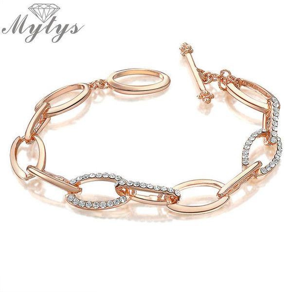 link, chain mytys rose gold gp clear white crystals bracelet bangle b356, Black
link, chain mytys rose gold gp clear white crystals bracelet bangle b356, Black