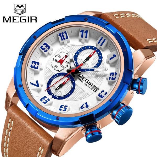 wristwatches megir creative chronograph sport watch men waterproof quartz wrist watches clock male leather strap military wristwatch relogio, Slivery;brown
wristwatches megir creative chronograph sport watch men waterproof quartz wrist watches clock male leather strap military wristwatch relogio, Slivery;brown