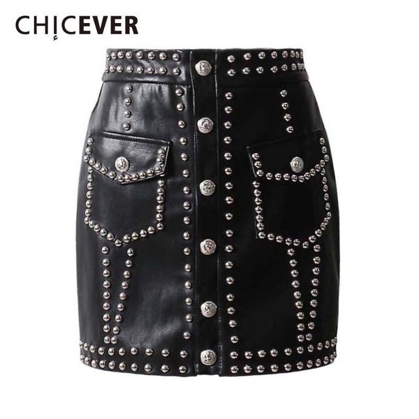 skirts chicever heavy rivets pu leather high waist single breasted mini skirt for women punk style 2021 autumn winter fashion, Black
skirts chicever heavy rivets pu leather high waist single breasted mini skirt for women punk style 2021 autumn winter fashion, Black